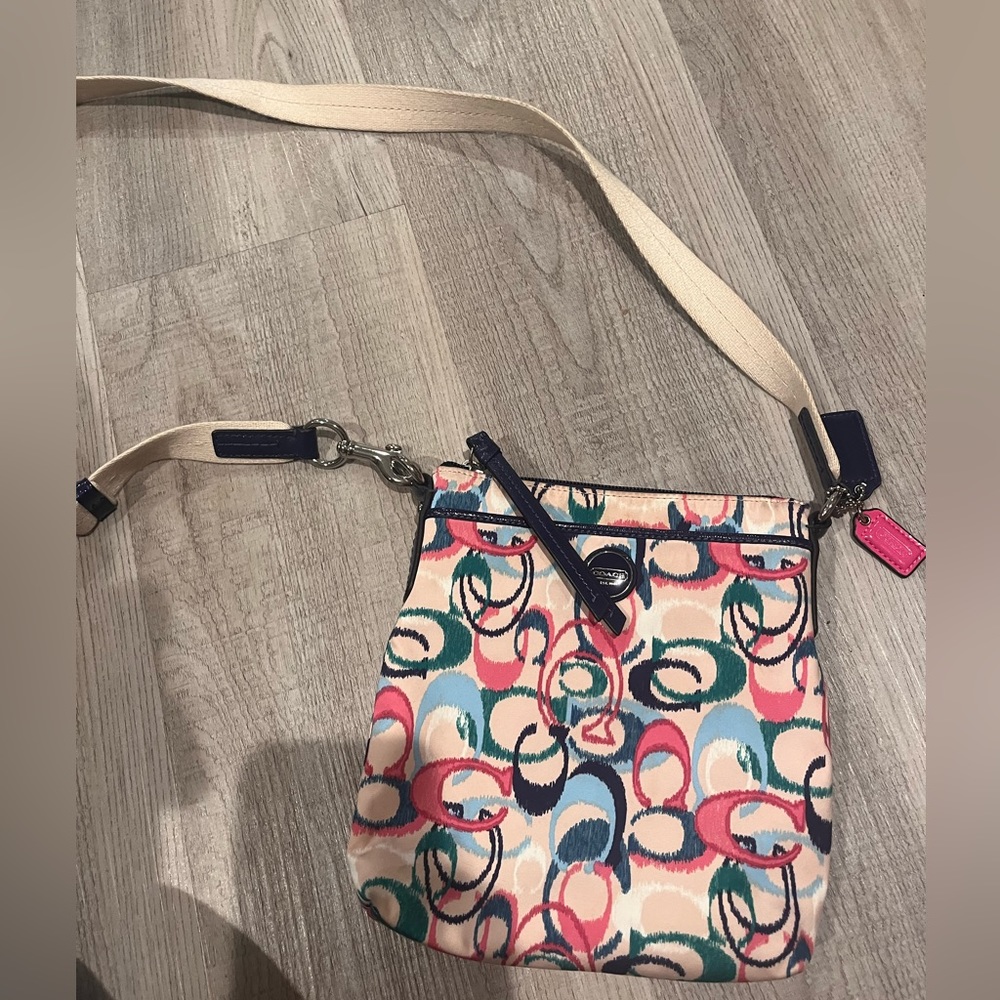 Vintage Coach Ikat Scribble Signature Crossbody Shoulder Strap Bag Purse - Picture 4 of 10